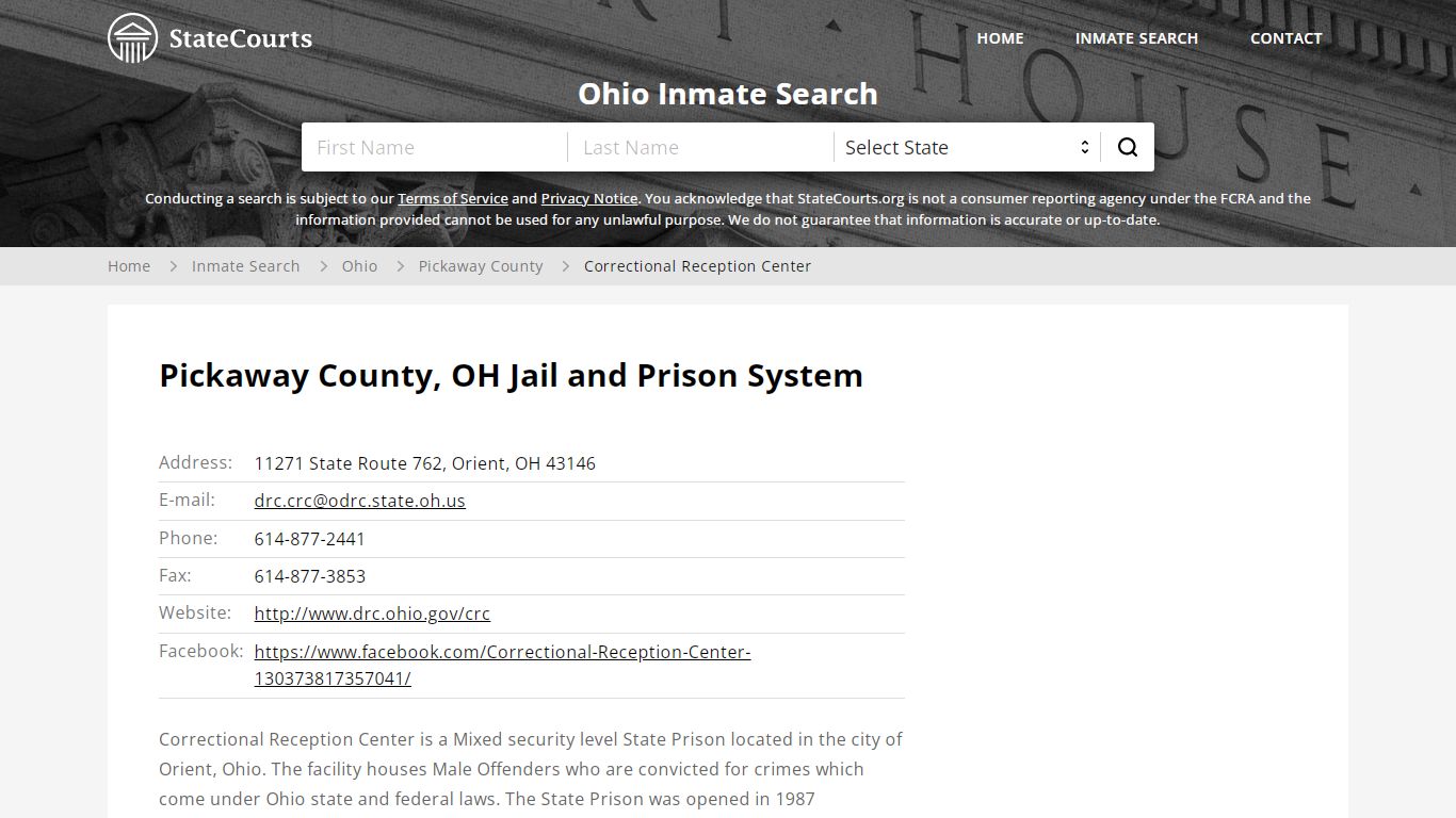 Correctional Reception Center Inmate Records Search, Ohio ...