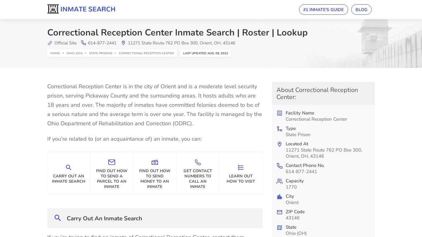 Correctional Reception Center Inmate Search | Roster | Lookup
